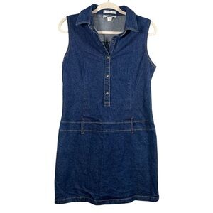 Vintage Y2K Old Navy denim quarter button down dress Sz 12